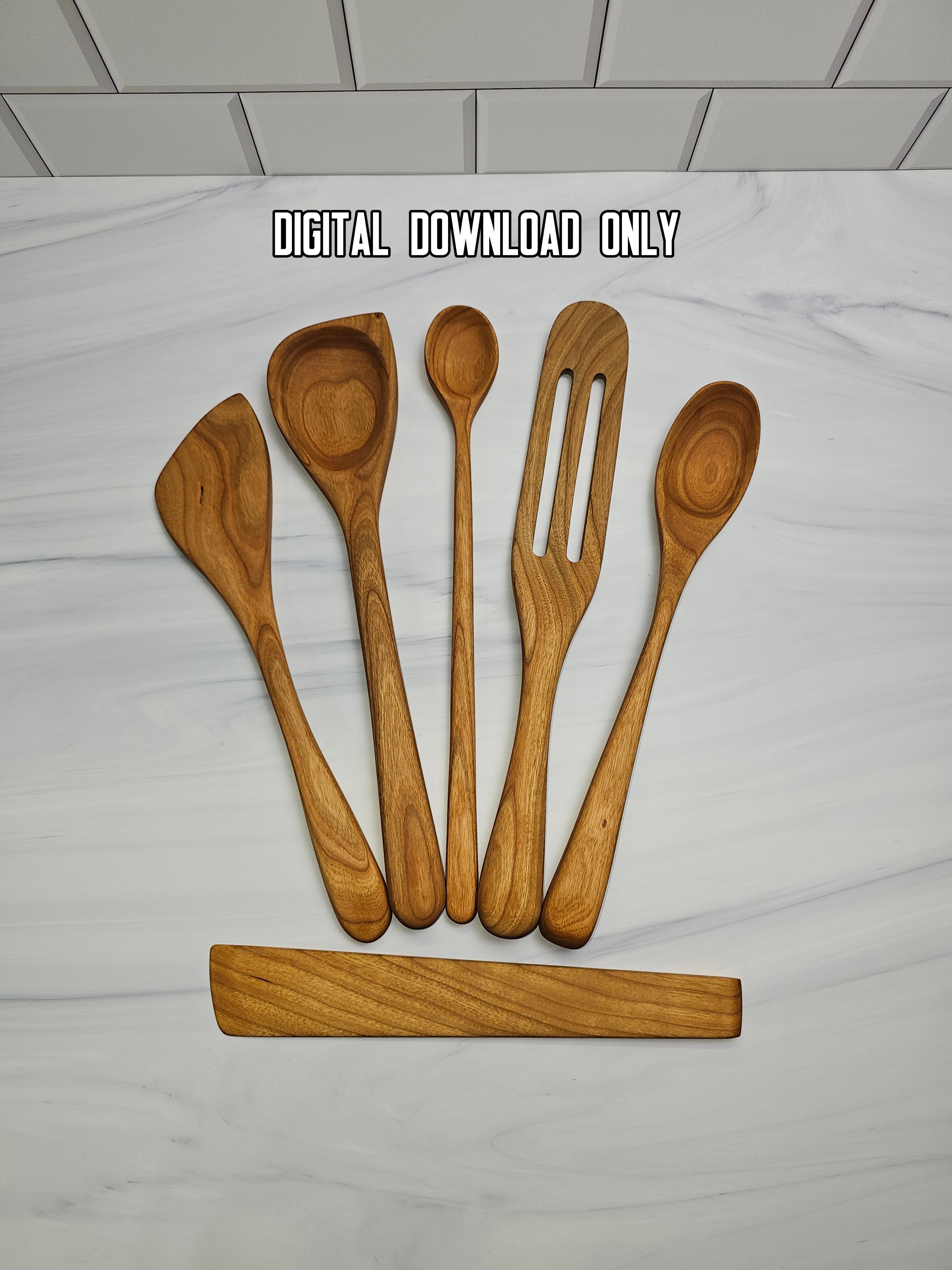 Wooden Spoon & Spatula Template Bundle – 6 DIY Woodworking Plans PDF
