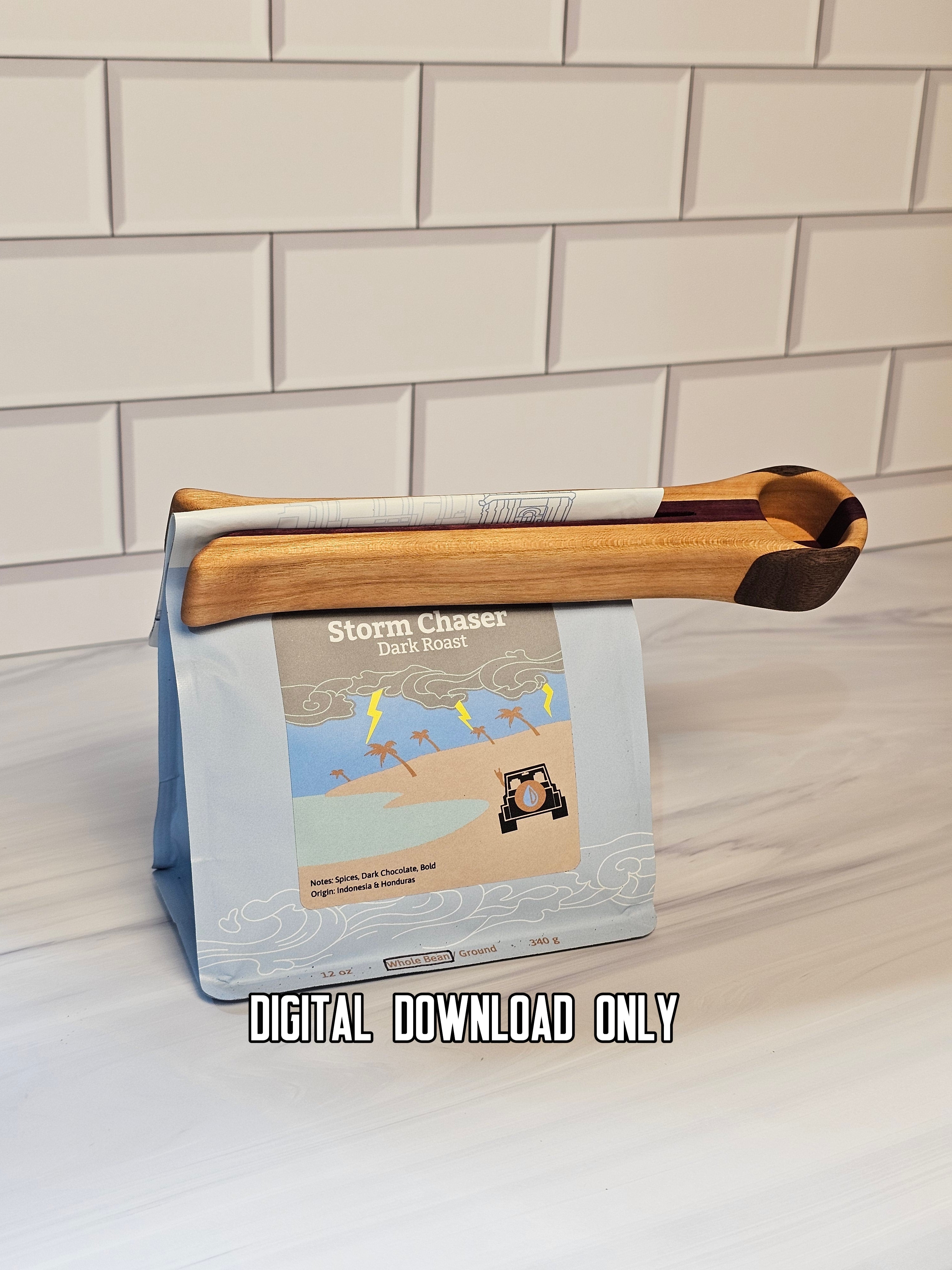 Simple Wooden Coffee Scoop & Bag Clip Template | Printable PDF Woodworking Plans