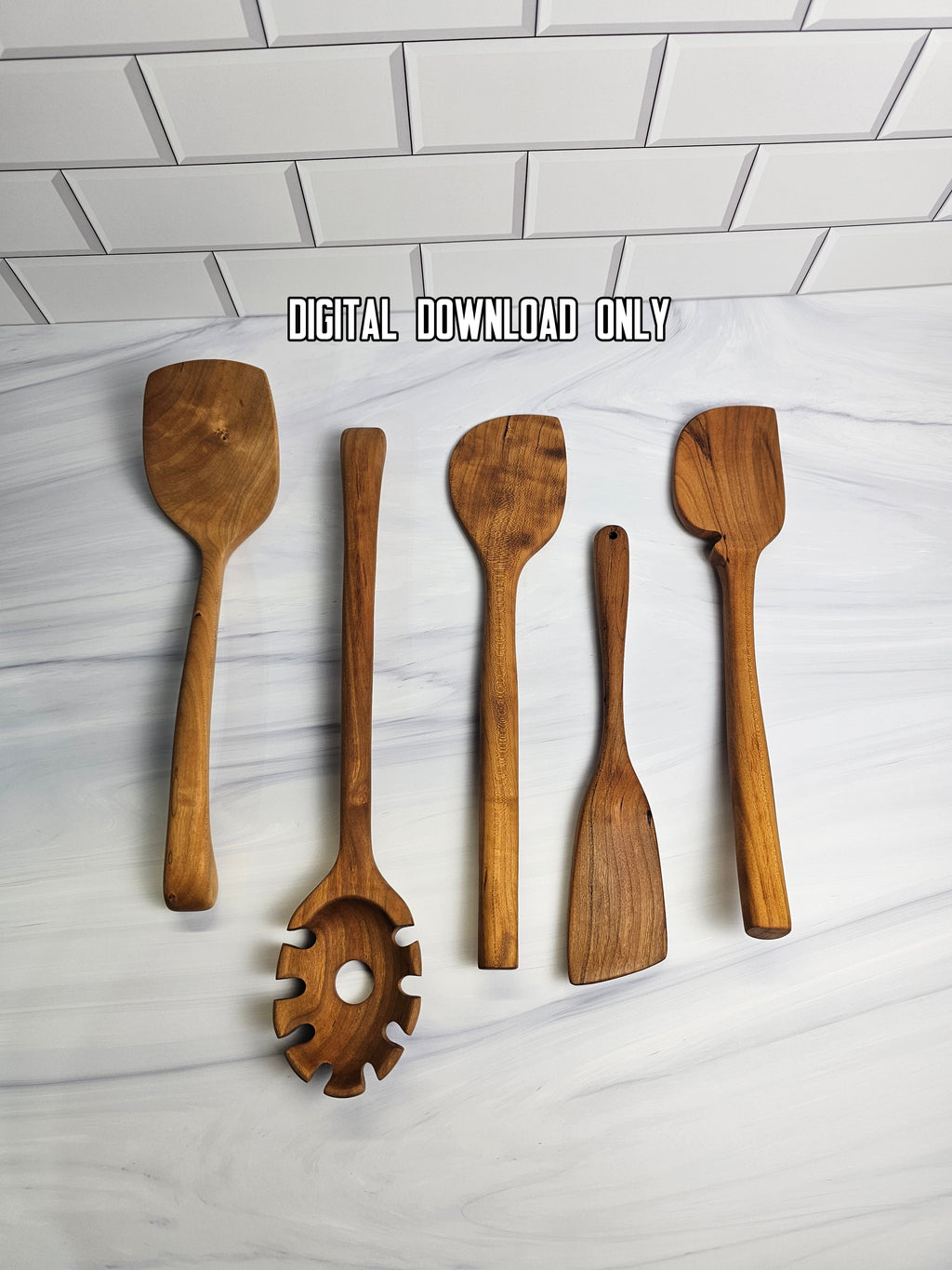 Wooden Kitchen Utensil Template Bundle – 5 Printable Designs PDF